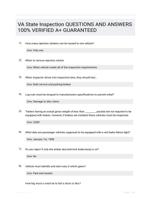 VA State Inspection QUESTIONS AND ANSWERS 100% VERIFIED A+ GUARANTEED