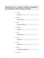 Solutions Unit 5 - Ambition -EN/NL (complete) QUESTIONS AND ANSWERS 100% VERIFIED A+ GUARANTEED