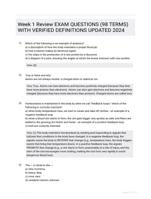 Week 1 Review EXAM QUESTIONS (98 TERMS) WITH VERIFIED DEFINITIONS UPDATED 2024