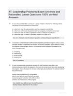 ATI Leadership Proctored Exam Answers and Rationales| Latest Questions 100% Verified Answers
