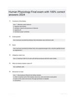 Human Physiology Final exam with 100% correct answers 2024