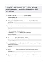 EXAM OCTOBER 27TH 2023 Future with be going to and will / Modals for necessity and suggestion