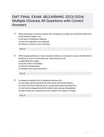 EMT FINAL EXAM JBLEARNING 2023/2024| Multiple Choices| All Questions with Correct Answers