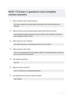 NUR 170 Exam 2 questions and complete correct  answers