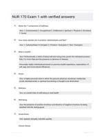NUR 170 Exam 1 with verified answers