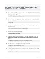 CA DMV Written Test Study Guide 2023/2024 QUESTIONS AND ANSWERS