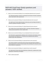 NUR 445 Final Exam Study questions and answers 100% verified.