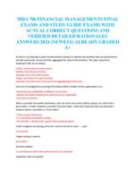 MHA 706 FINANCIAL MANAGEMENTS FINAL  EXAMS AND STUDY GUIDE EXAMS