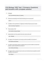 LSU Biology 1002 Test 1 Pomarico Questions and Answers with complete solution