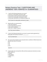 Notary Practice Test 1 QUESTIONS AND ANSWERS 100% VERIFIED A+ GUARANTEED