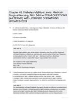 Chapter 48: Diabetes MellitusLewis: Medical-Surgical Nursing, 10th Edition EXAM QUESTIONS (44 TERMS) WITH VERIFIED DEFINITIONS UPDATED 2024