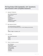 PA Psychiatry EOR (Updated) | 241 Questions and Answers with Complete Solutions