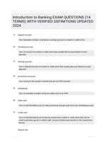 Introduction to Banking Study Guide Questions and Correct Answers