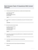Best Answers Tests EXAM QUESTIONS (15 TERMS) WITH VERIFIED DEFINITIONS UPDATED 2024