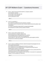 AP CSP Midterm Exam  Questions/Answers
