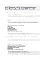AFQTPXXXXX-222RA, Records Management - User Training Exam Solved 100% Correct!!