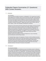 Federalist Papers Summaries |21 Questions| With Correct Answers.