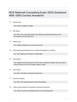 NCE National Counseling Exam 2024 Questions With 100% Correct Answers!!