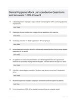 Dental Hygiene Mock Jurisprudence Questions and Answers 100% Correct