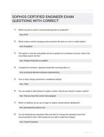SOPHOS CERTIFIED ENGINEER EXAM QUESTIONS WITH CORRECT
