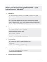 NSG 120 Pathophysiology Final Exam Exam Questions And Answers