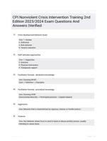 CPI Nonviolent Crisis Intervention Training 2nd Edition 2023/2024 Exam Questions And Answers |Verified