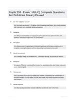 Psych 230 - Exam 1 (UIUC) Complete Questions And Solutions Already Passed