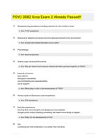 PSYC 3082 Gros Exam 2 Already Passed!!
