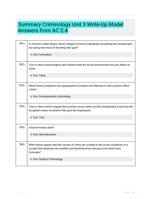 Summary Criminology Unit 3  Write-Up Model Answers from AC 2.4