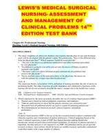 LEWISS MEDICAL SURGICAL NURSING- ASSESSMENT AND MANAGEMENT OF CLINICAL PROBLEMS 14TH EDITION TEST BANK