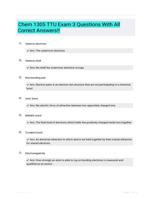 Chem 1305 TTU Exam 3 Questions With All Correct Answers!!