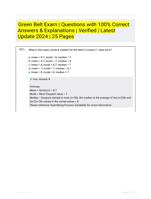 Green Belt Exam | Questions with 100% Correct Answers & Explanations | Verified | Latest Update 2024 | 25 Pages