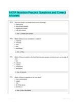 HOSA Nutrition Practice Questions and Correct Answers