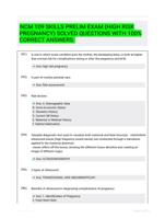 NCM 109 SKILLS PRELIM EXAM (HIGH RISK PREGNANCY) SOLVED QUESTIONS WITH 100% CORRECT ANSWERS.