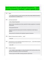 Iowa Insurance Exam Missed Questions | 100% Correct Answers | Verified | Latest Update 2024