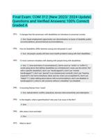 Final Exam: COM 312 (New 2023/ 2024 Update) Questions and Verified Answers|  100% Correct| Graded A