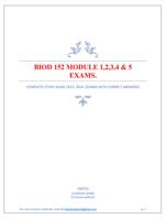 BIOD 152 MODULE 1,2,3,4 & 5 EXAMS.