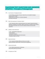 Final (EXAM TEST (QUESTIONS AND  ANSWERS) UPDATED) - Principles of Management