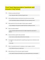 Front Desk Representative Questions and Answers Fully Solved
