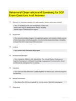 Behavioral Observation and Screening for DCF Exam Questions And Answers