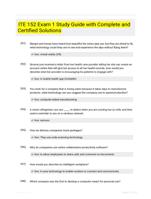 ITE 152 Exam 1 Study Guide with Complete and Certified Solutions