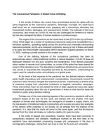 The Coronavirus Pandemic: A Global Crisis Unfolding