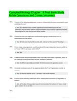 Campbell Biology Chapter 14 Test Bank Study Guide Questions and Correct Answers