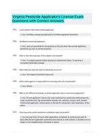 Virginia Pesticide Applicator's License Exam Questions with Correct Answers