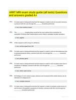 ARRT MRI exam study guide (all  tests) Questions and  answers graded A+