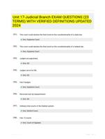 Unit 17-Judicial Branch EXAM QUESTIONS (23 TERMS) WITH VERIFIED DEFINITIONS UPDATED 2024