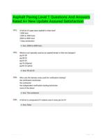 Asphalt Paving Level 1 Questions And Answers Rated A+ New Update Assured Satisfaction