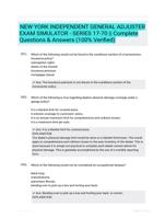 NEW YORK INDEPENDENT GENERAL ADJUSTER EXAM SIMULATOR - SERIES 17-70 || Complete Questions & Answers (100% Verified)