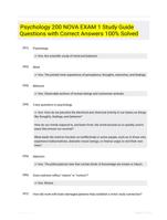 Psychology 200 NOVA EXAM 1 Study  Guide Questions with Correct Answers  100% Solved