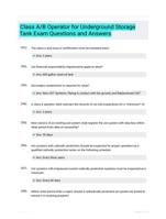 Class A/B Operator for Underground Storage Tank Exam Questions and Answers